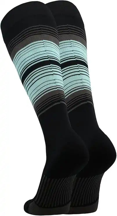 Tck Dugout Hype Knee High Sports Socks - Black Graphite Mint Green