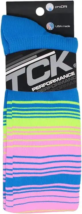 Tck Dugout Hype Knee High Sports Socks - Electric Blue Neon Yellow Bright Pink