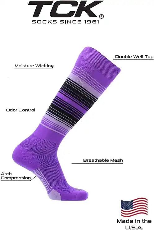 Tck Dugout Hype Knee High Sports Socks Grape Lavender Black