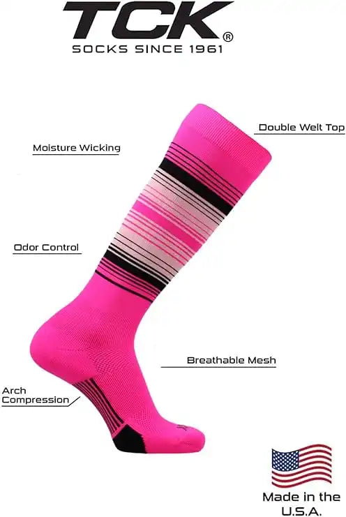Tck Dugout Hype Knee High Sports Socks - Hot Pink Black