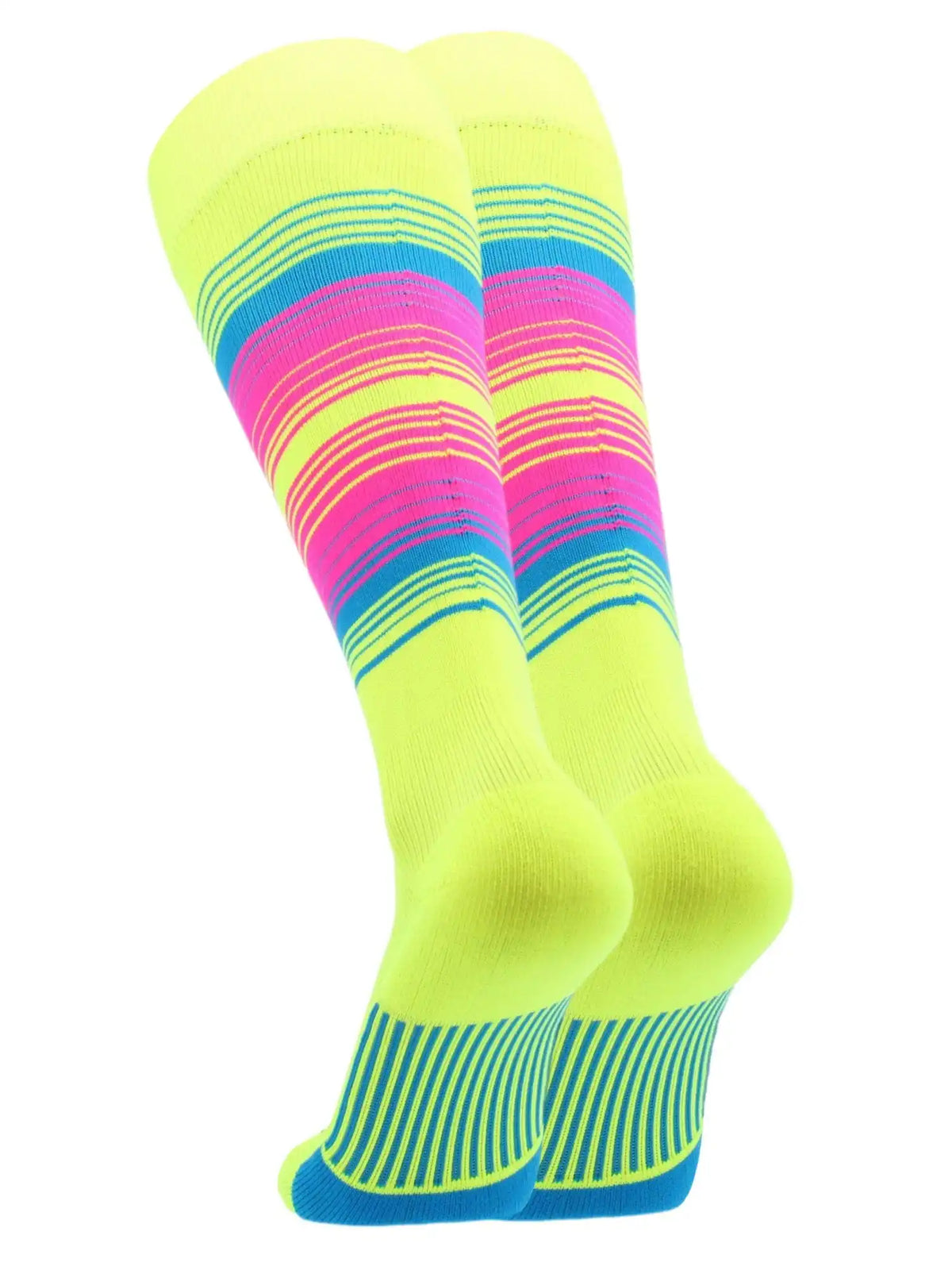 Tck Dugout Hype Knee High Sports Socks - Neon Yellow Electric Blue Hot Pink
