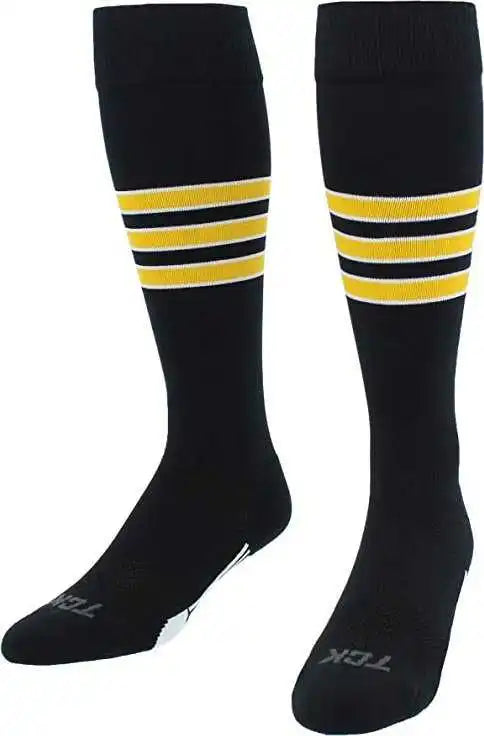 Tck Dugout Knee High Socks - Black White Gold