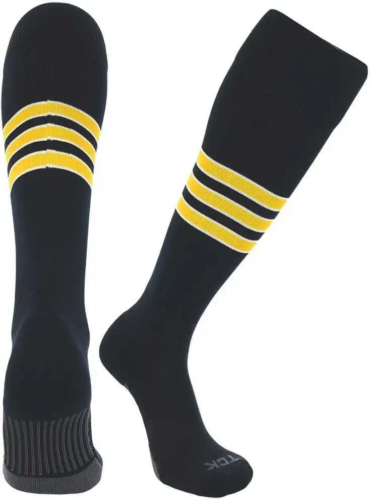 Tck Dugout Knee High Socks - Black White Gold