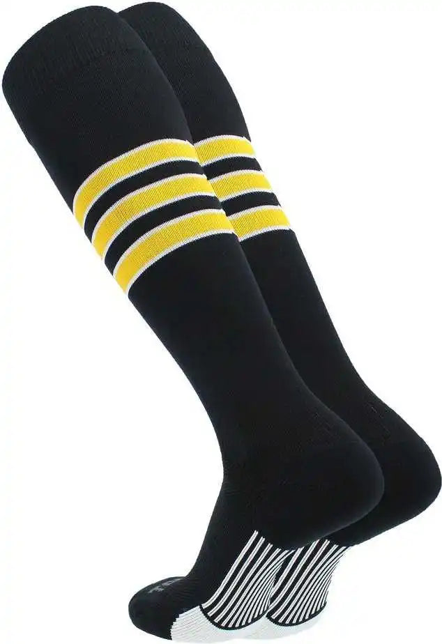 Tck Dugout Knee High Socks - Black White Gold