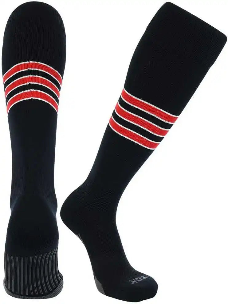 Tck Dugout Knee High Socks Black White Scarlet