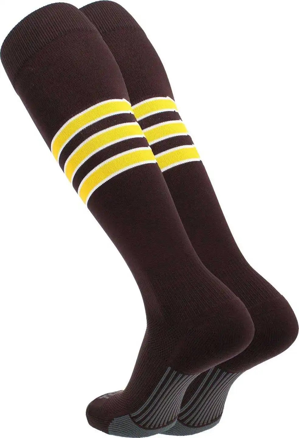 Tck Dugout Knee High Socks Brown White Gold