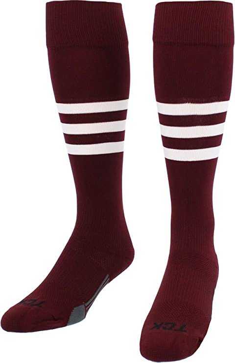 Tck Dugout Knee High Socks - Maroon White