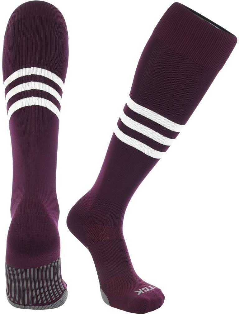 Tck Dugout Knee High Socks - Maroon White
