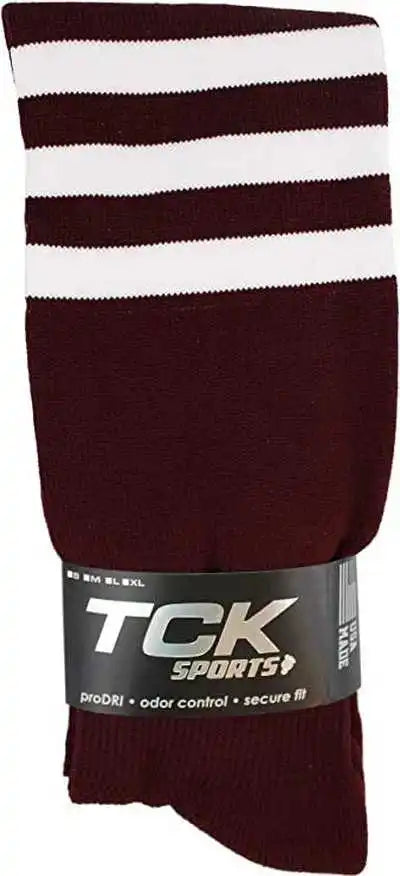 Tck Dugout Knee High Socks - Maroon White