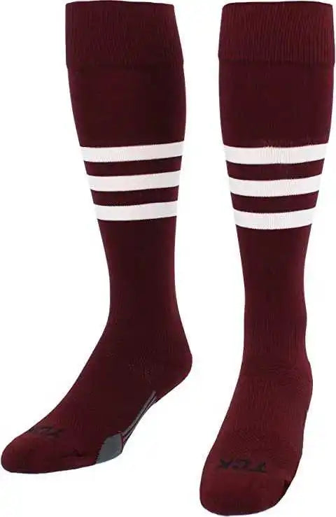 Tck Dugout Knee High Socks - Maroon White