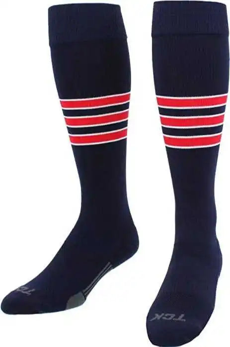 Tck Dugout Knee High Socks - Navy White Scarlet