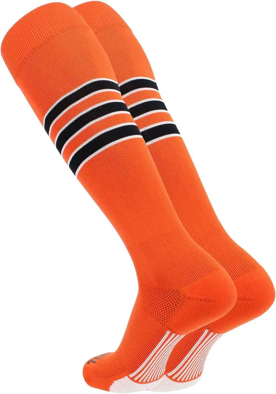 Tck Dugout Knee High Socks - Orange White Black