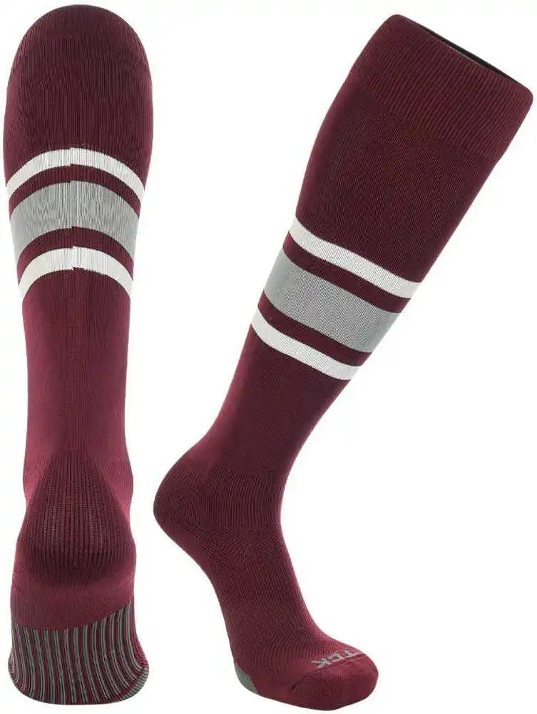 Tck Dugout Knee High Socks Pattern e - Maroon White Grey