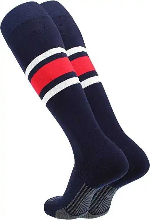 Tck Dugout Knee High Socks Pattern e - Navy White Scarlet