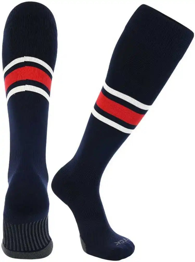 Tck Dugout Knee High Socks Pattern e - Navy White Scarlet