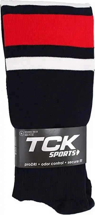 Tck Dugout Knee High Socks Pattern e - Navy White Scarlet