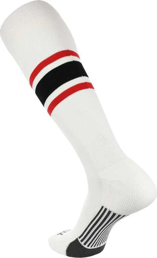Tck Dugout Knee High Socks Pattern e - White Scarlet Black