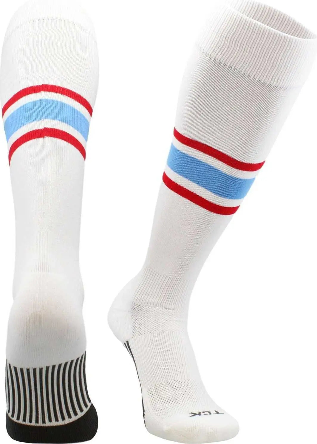 Tck Dugout Knee High Socks Pattern e - White Scarlet Columbia Blue
