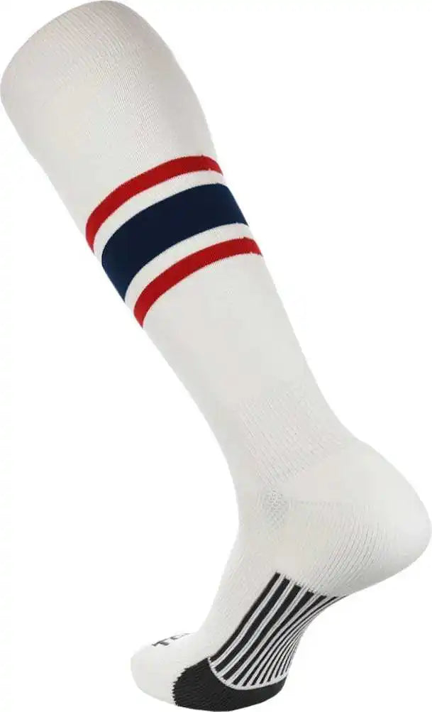 Tck Dugout Knee High Socks Pattern e - White Scarlet Navy