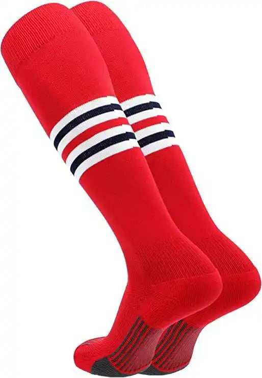 Tck Dugout Knee High Socks Pattern i - Scarlet White Navy