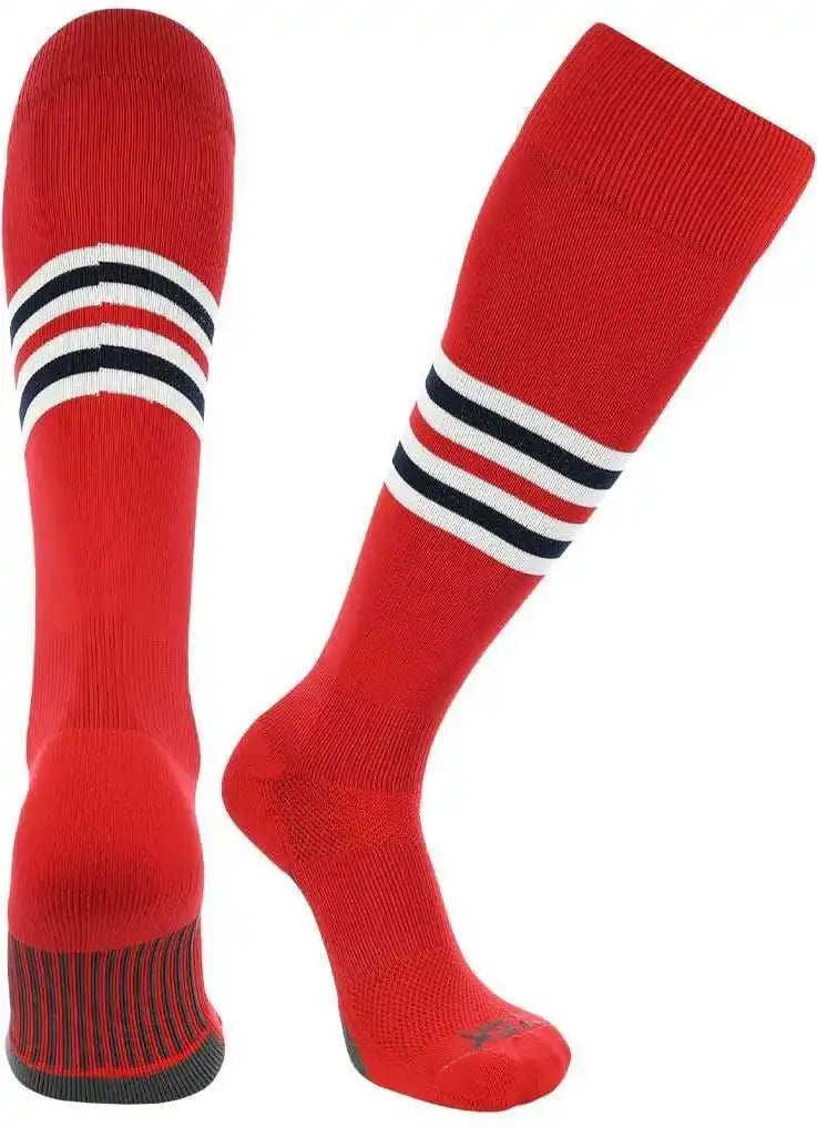 Tck Dugout Knee High Socks Pattern i - Scarlet White Navy