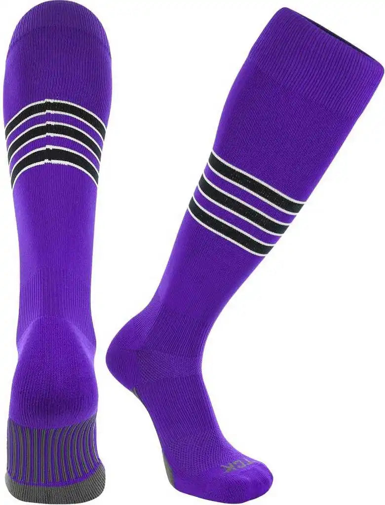 Tck Dugout Knee High Socks - Purple White Black