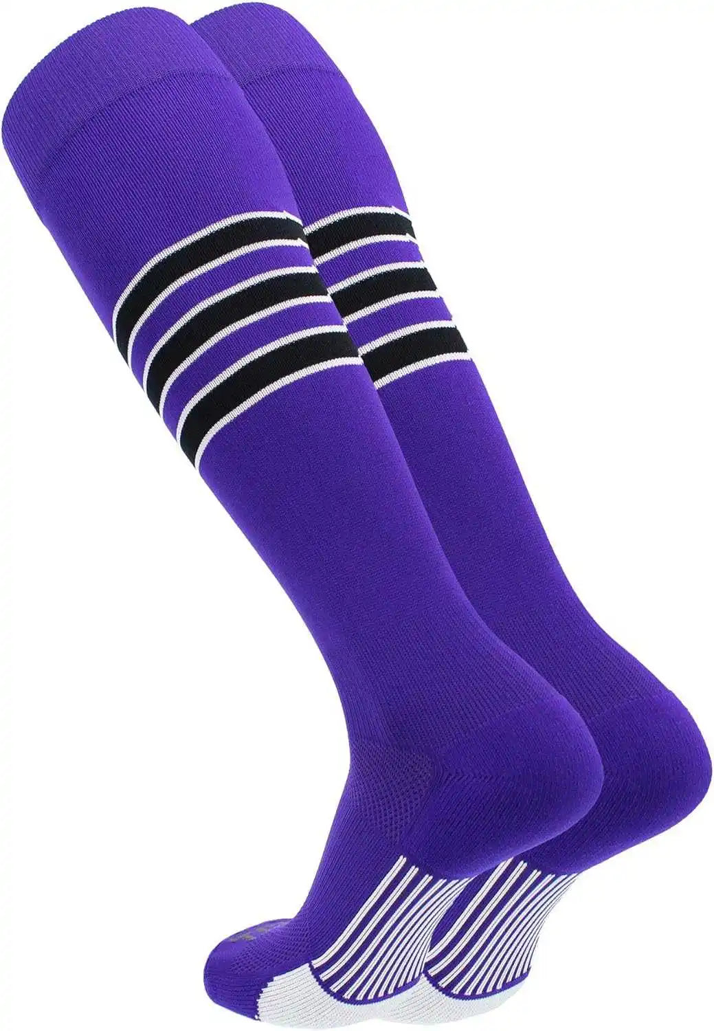 Tck Dugout Knee High Socks - Purple White Black