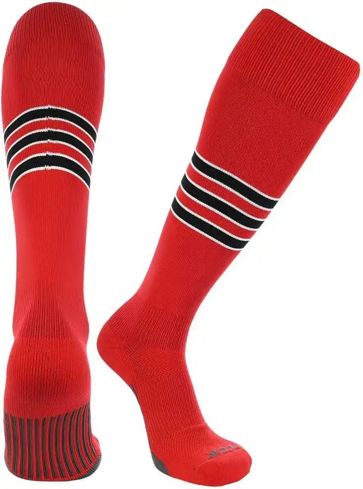 Tck Dugout Knee High Socks - Scarlet White Black