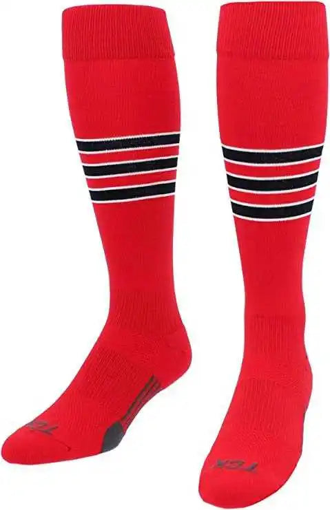 Tck Dugout Knee High Socks - Scarlet White Black