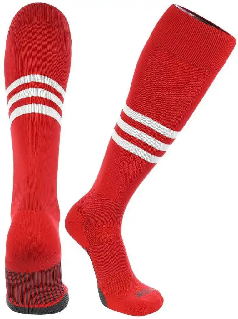 Tck Dugout Knee High Socks - Scarlet White