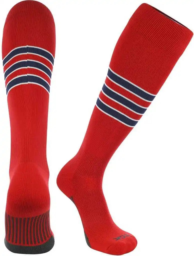 Tck Dugout Knee High Socks Scarlet White Navy