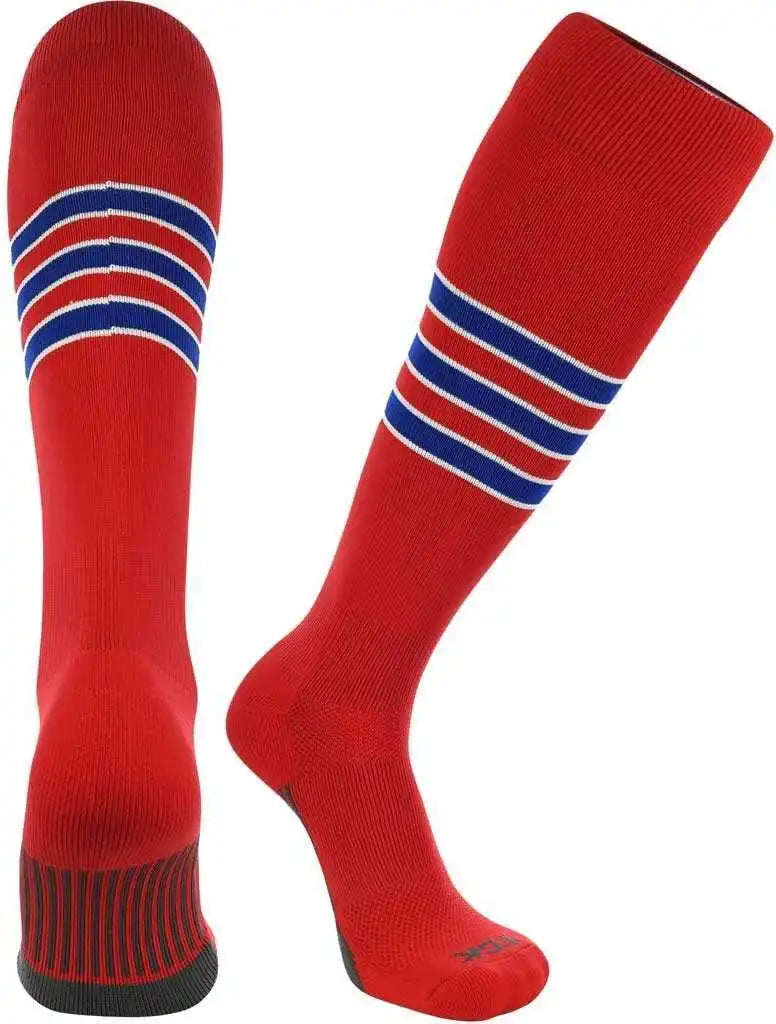Tck Dugout Knee High Socks - Scarlet White Royal