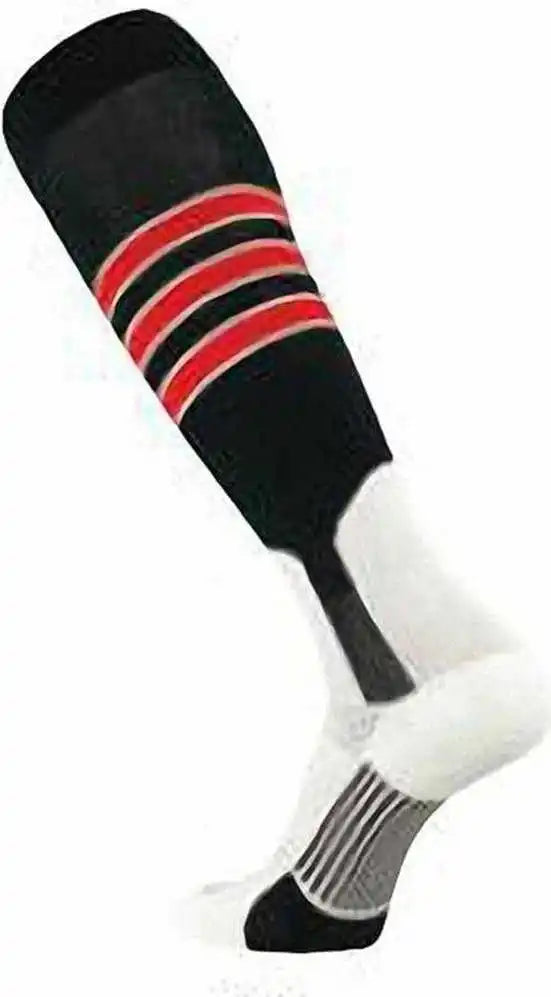 Tck Dugout Knee High Stirrup Socks - Black White Scarlet