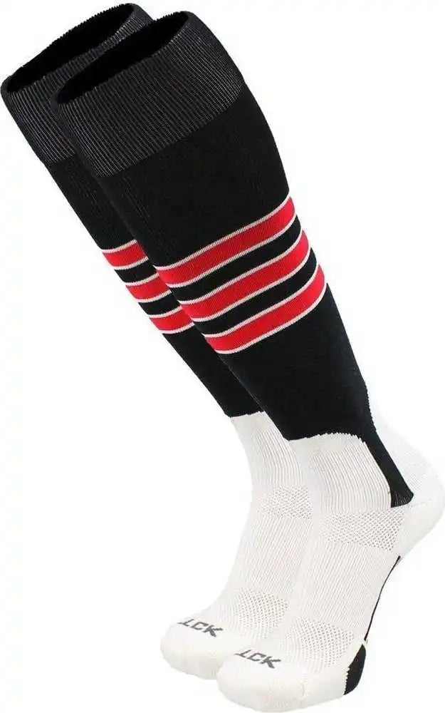Tck Dugout Knee High Stirrup Socks - Black White Scarlet