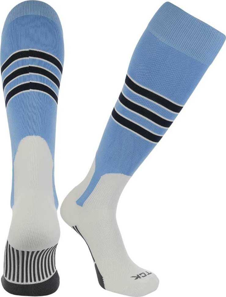 Tck Dugout Knee High Stirrup Socks - Columbia Blue White Navy
