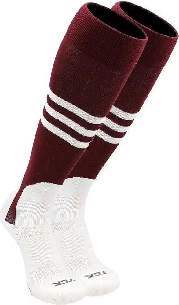 Tck Dugout Knee High Stirrup Socks Maroon White