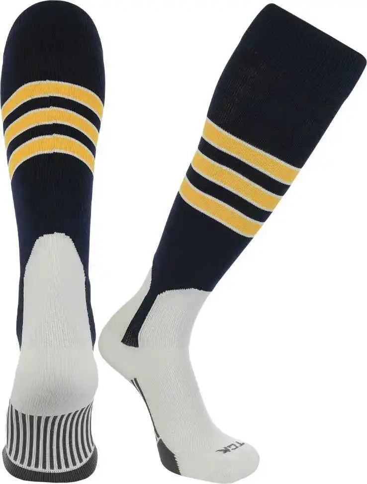 Tck Dugout Knee High Stirrup Socks - Navy White Gold