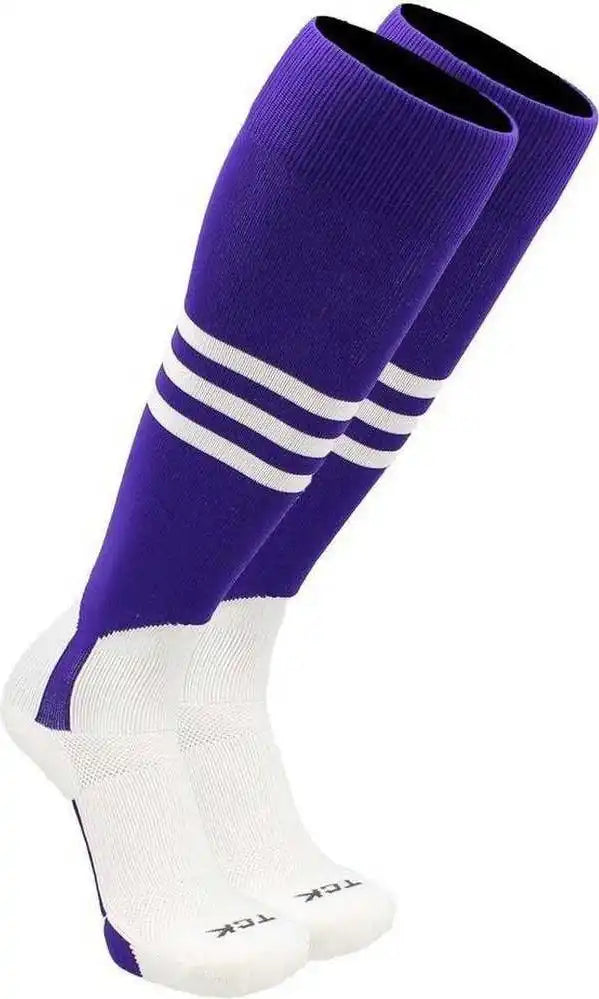 Tck Dugout Knee High Stirrup Socks - Purple White