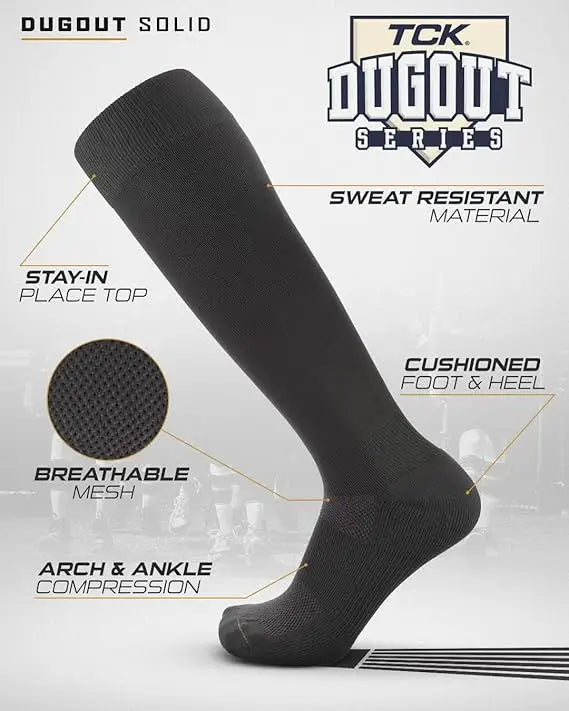 Tck Dugout Solid Color Knee High Sports Socks - Graphite