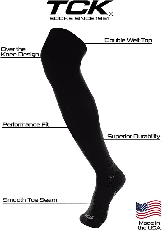 Tck Dugout Solid Color Over the Knee Sports Socks - Black