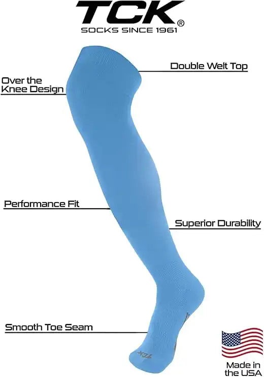 Tck Dugout Solid Color Over the Knee Sports Socks - Columbia Blue