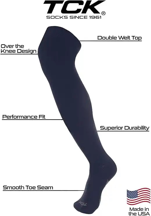Tck Dugout Solid Color Over the Knee Sports Socks - Navy
