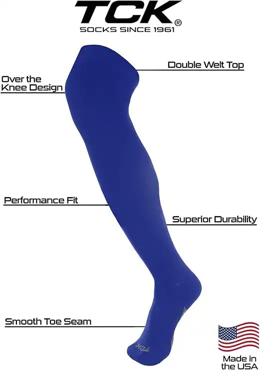 Tck Dugout Solid Color Over the Knee Sports Socks - Royal