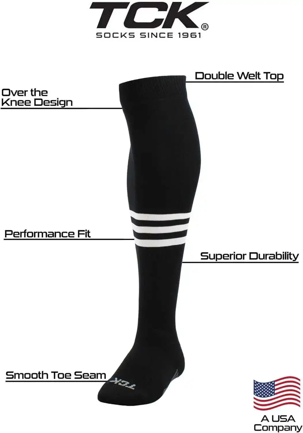 Tck Dugout Striped Over the Knee Baseball Socks - Black White