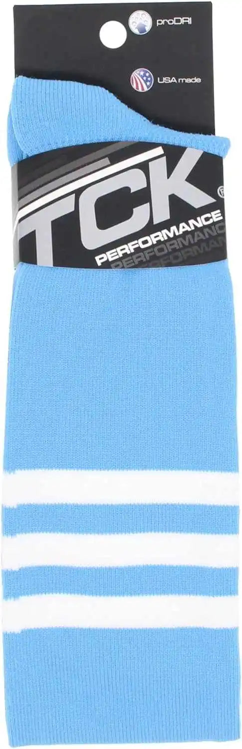 Tck Dugout Striped Over the Knee Baseball Socks - Columbia Blue White
