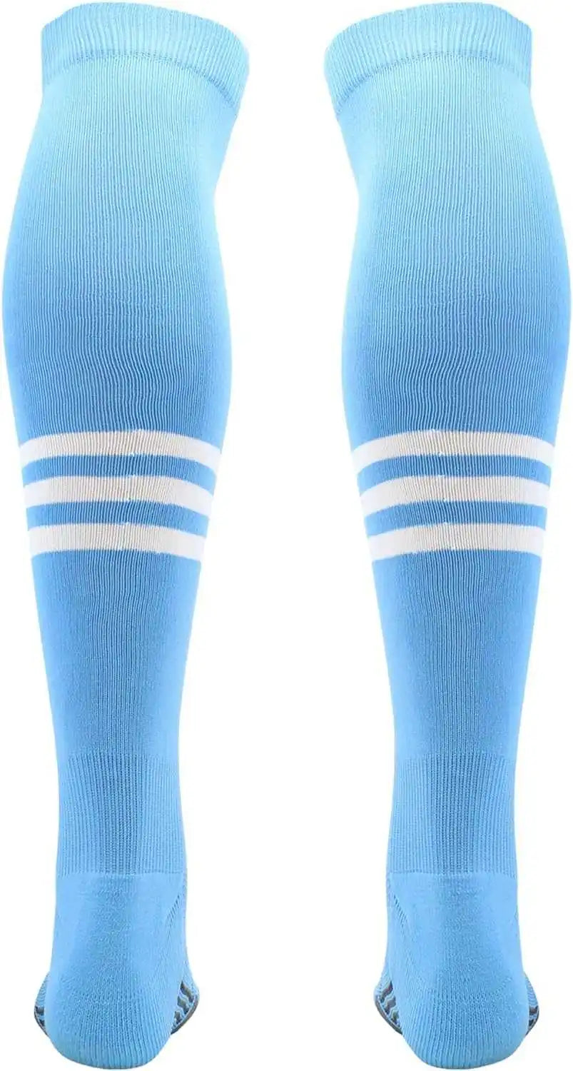 Tck Dugout Striped Over the Knee Baseball Socks - Columbia Blue White