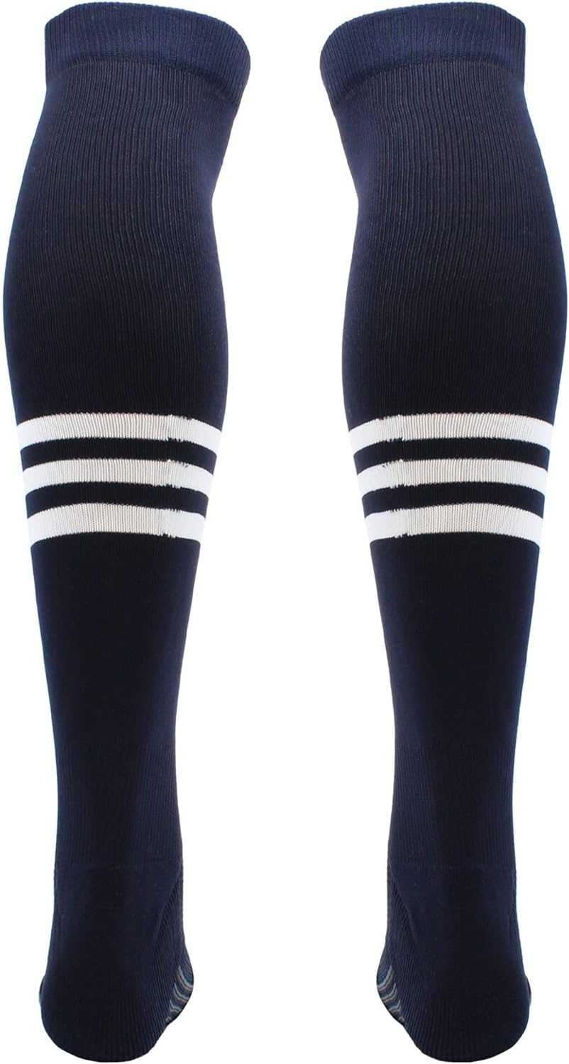 Tck Dugout Striped Over the Knee Baseball Socks - Navy White