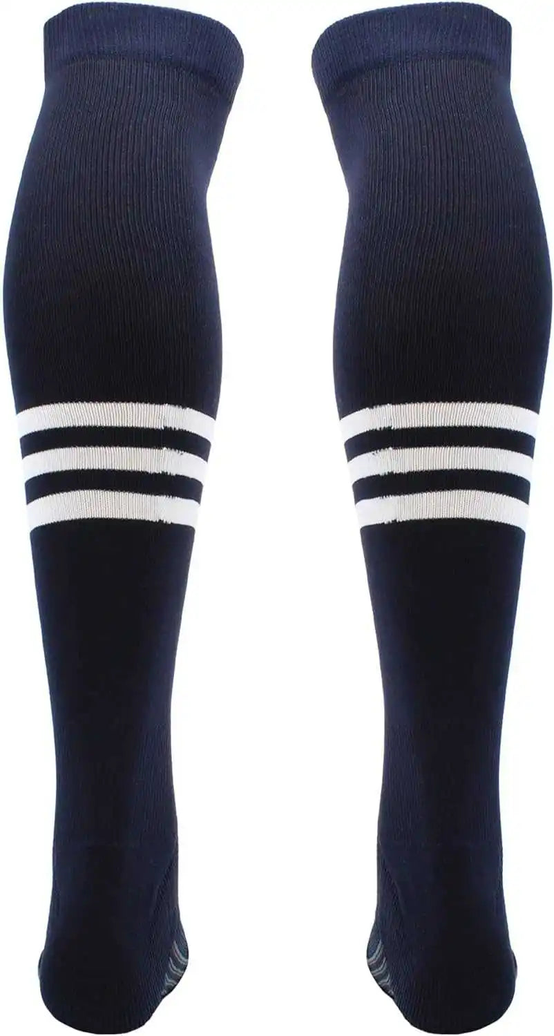 Tck Dugout Striped Over the Knee Baseball Socks - Navy White