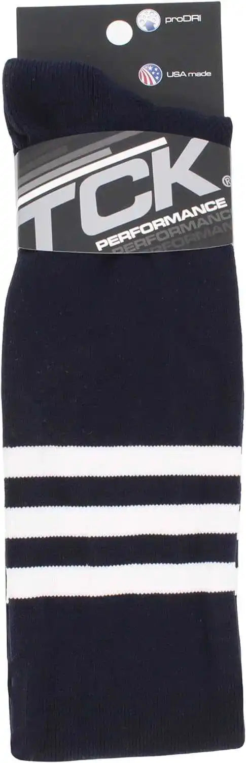 Tck Dugout Striped Over the Knee Baseball Socks - Navy White