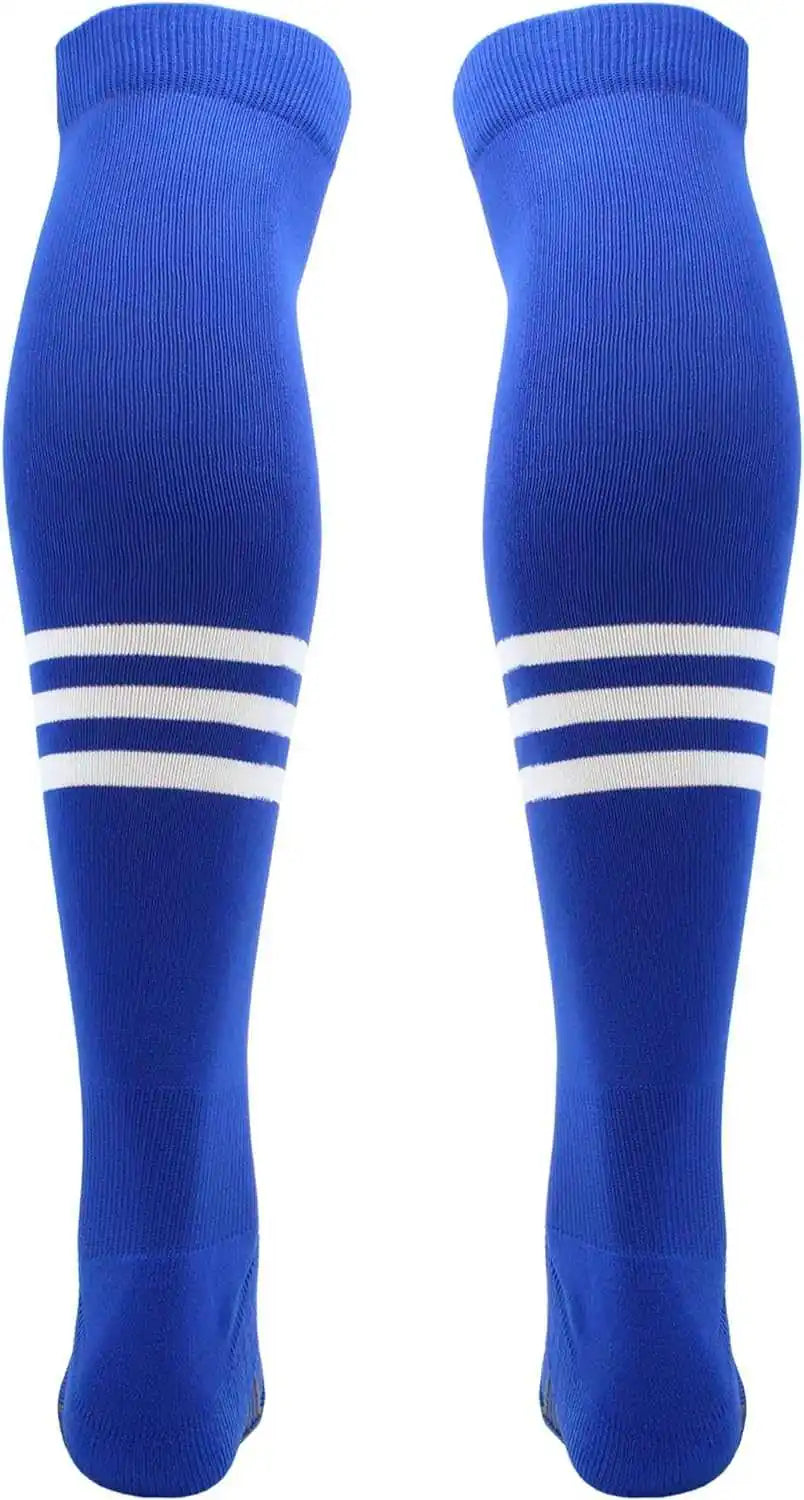 Tck Dugout Striped Over the Knee Baseball Socks - Royal White